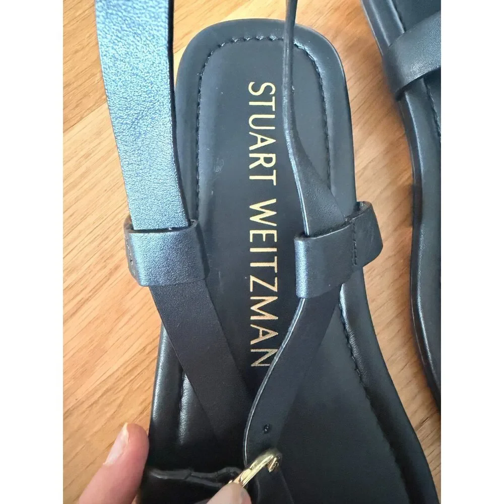 Stuart Weitzman Benni Slingback Flat Sandal – Black – Size 6.5 – New Without Box